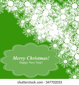 Christmas Glowing Lights. Merry Christmas and Happy New Year Card Xmas Decorations. Blur Silver Snowflakes. Vector.
