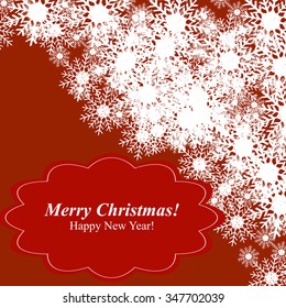 Christmas Glowing Lights. Merry Christmas and Happy New Year Card Xmas Decorations. Blur Silver Snowflakes. Vector.