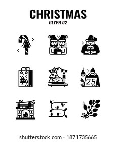 Christmas glyph Icon set 2.  Christmas ornamental and decorative element. vector