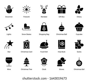  Christmas Glyph  icons - Solid - Vector