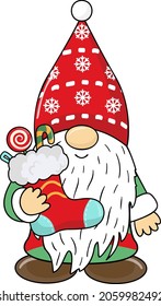 Christmas gnome with a boot in his hands