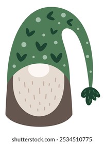 Christmas gnome clipart. Cute Christmas character. Hand drawn vector illustration in flat style