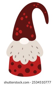 Christmas gnome clipart. Cute Christmas character. Hand drawn vector illustration in flat style