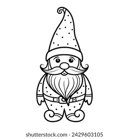Christmas gnome Continuous line art on white background