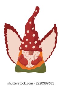 Christmas gnome dwarf with wings in vector technique on a white background