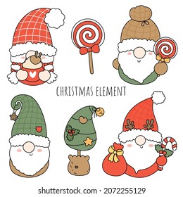 Christmas gnome element. vector illustration