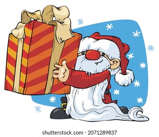 Christmas gnome with gift box