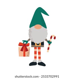 Christmas gnome with gift icon clipart avatar logotype isolated illustration