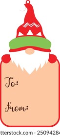 Christmas gnome gift tag. Vector decorative elements