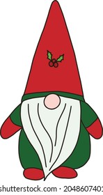 Christmas gnome greeting card banner background, Hand drawn holiday invitation 