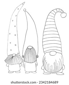 Christmas gnome illustration image. 
Hand drawn image artwork of a christmas gnome. 
Simple cute original logo.
Hand drawn vector illustration for posters, cards, t-shirts.
