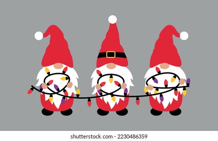 Christmas Gnome Light Merry Christmas Vector and Clip Art