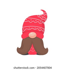 Christmas gnome. A little gnome wearing a red woolen hat. celebrate on christmas