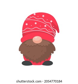 Christmas gnome. A little gnome wearing a red woolen hat. celebrate on christmas