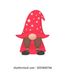 Christmas gnome. A little gnome wearing a red woolen hat. celebrate on christmas