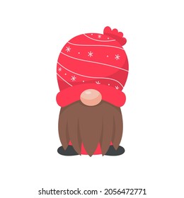 Christmas gnome. A little gnome wearing a red woolen hat. celebrate on christmas