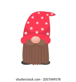 Christmas gnome. A little gnome wearing a red woolen hat. celebrate on christmas