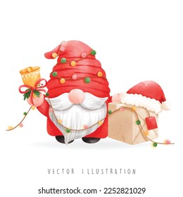 Christmas gnome, gnome mail. Delivery. Vector illustration