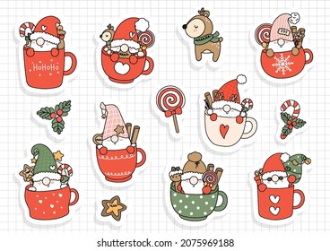 Christmas gnome mug sticker, scrapbook.