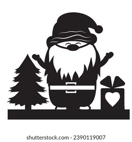 Christmas gnome Santa Claus, Christmas character, isolated vector illustration
