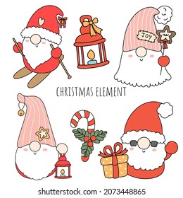 Christmas gnome, Santa gnome vector element