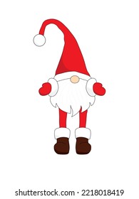 Christmas Gnome, Scandinavian Nordic Gnome, Cute Christmas Santa Gnome. Vector Illustration isolated on white background
