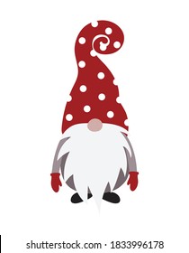 Christmas Gnome Vector Illustration, Scandinavian Nordic Gnome, Cute Christmas Santa Gnome