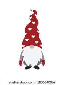 Christmas Gnome Vector Illustration, Scandinavian Nordic Gnome, Cute Christmas Santa Gnome Elf