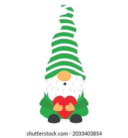 a Christmas gnome with a white beard and a cap, isolated on a white background. illustration