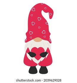 a Christmas gnome with a white beard and a cap, isolated on a white background. illustration