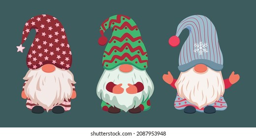 Christmas gnomes clipart vector design