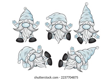Weihnachtsgnottensammlung Vektor Illustration. ZwergWeihnachtsmütze auf transparentem Hintergrund