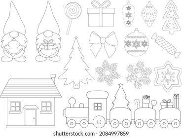 Christmas Gnomes coloring vector illustration