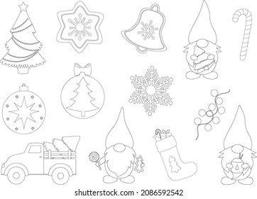 Christmas Gnomes coloring vector illustration