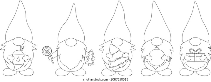 Ilustración vectorial de color de Gnomes de Navidad