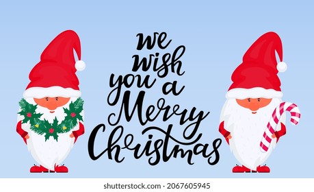 Christmas gnomes. Greeting card for New Year and Christmas.
