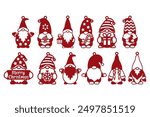 Christmas Gnomes Laser cut, Christmas tree pendants set.