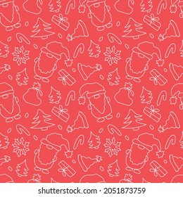 Christmas Gnomes Seamless vector pattern in doodle style. Merry christmas and a happy new year! Design for packaging, paper, fabric, postcards