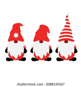 Christmas Gnomes set vector illustration. Winter gnomes