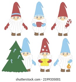 gnomos de Navidad ponen ilustración vectorial, garabatos dibujados a mano
