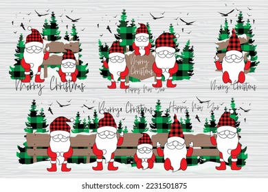 Christmas gnomes sublimation bundle clip art design. Christmas bundle gnomes vector illustration