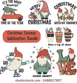 Christmas Gnomes Sublimation Design Bundle