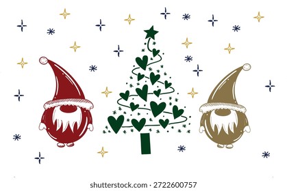 Os gnomos de Natal e uma árvore de Natal
