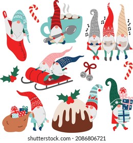 Christmas Gnomes Vector Graphics set