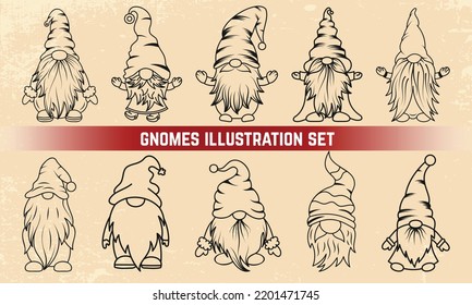 Christmas Gnomes Vector illustration collection