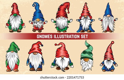 Christmas Gnomes Vector illustration collection