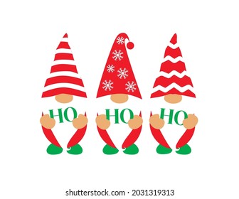 Christmas Gnomes Vector illustration. 
Happy New Year Deign with Gnomes.