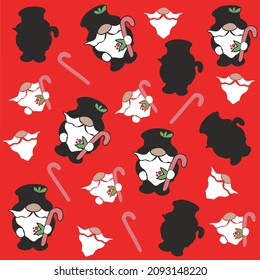 christmas gnomes,red background of little festive gnomes