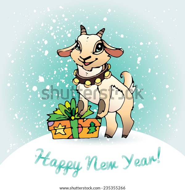Download Christmas Goat Gift Happy New Year Stock Vector (Royalty ...