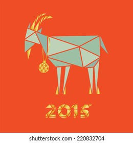 Christmas goat on a red background triangles silhouette design